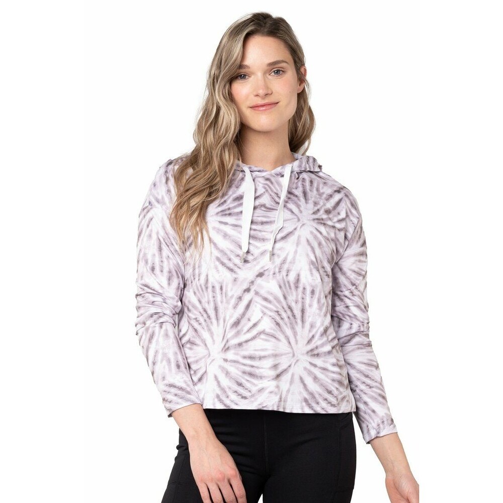 Kyodan women Mauve & White Ultra Soft Tie Dye Knit Hooded Hoodie Top size Medium
